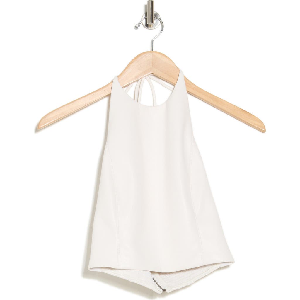 Alice And Olivia Alice + Olivia Jayme Faux Leather Halter Top In Off White
