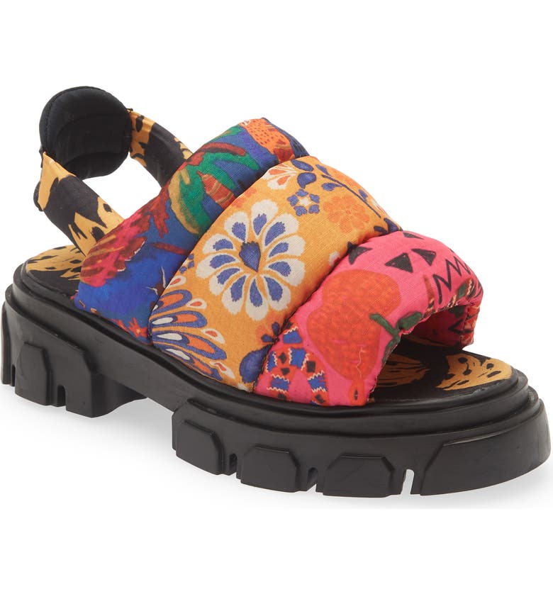 FARM Rio Mixed Print Floral Puffy Platform Slingback Sandal | Nordstromrack