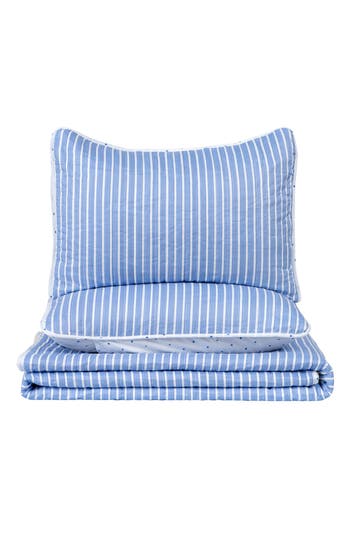 Woven & Weft Stripe Quilt & Sham Set In Blue