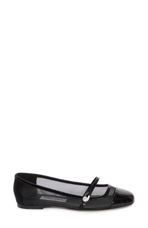 Shop Jimmy Choo Elisa Mesh Flat In Black/black