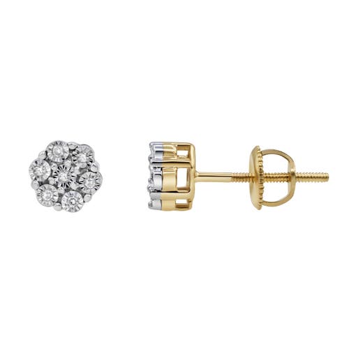 Shop Luvmyjewelry Dainty Cluster 10k Yellow Gold Diamond Stud Earrings