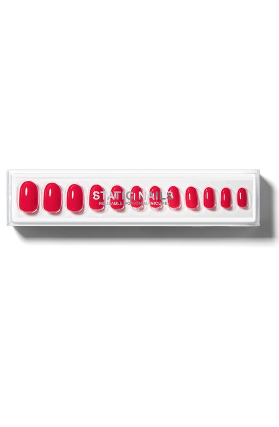 Static Nails Round Pop-on Reusable Manicure Set In Sexy Red Round