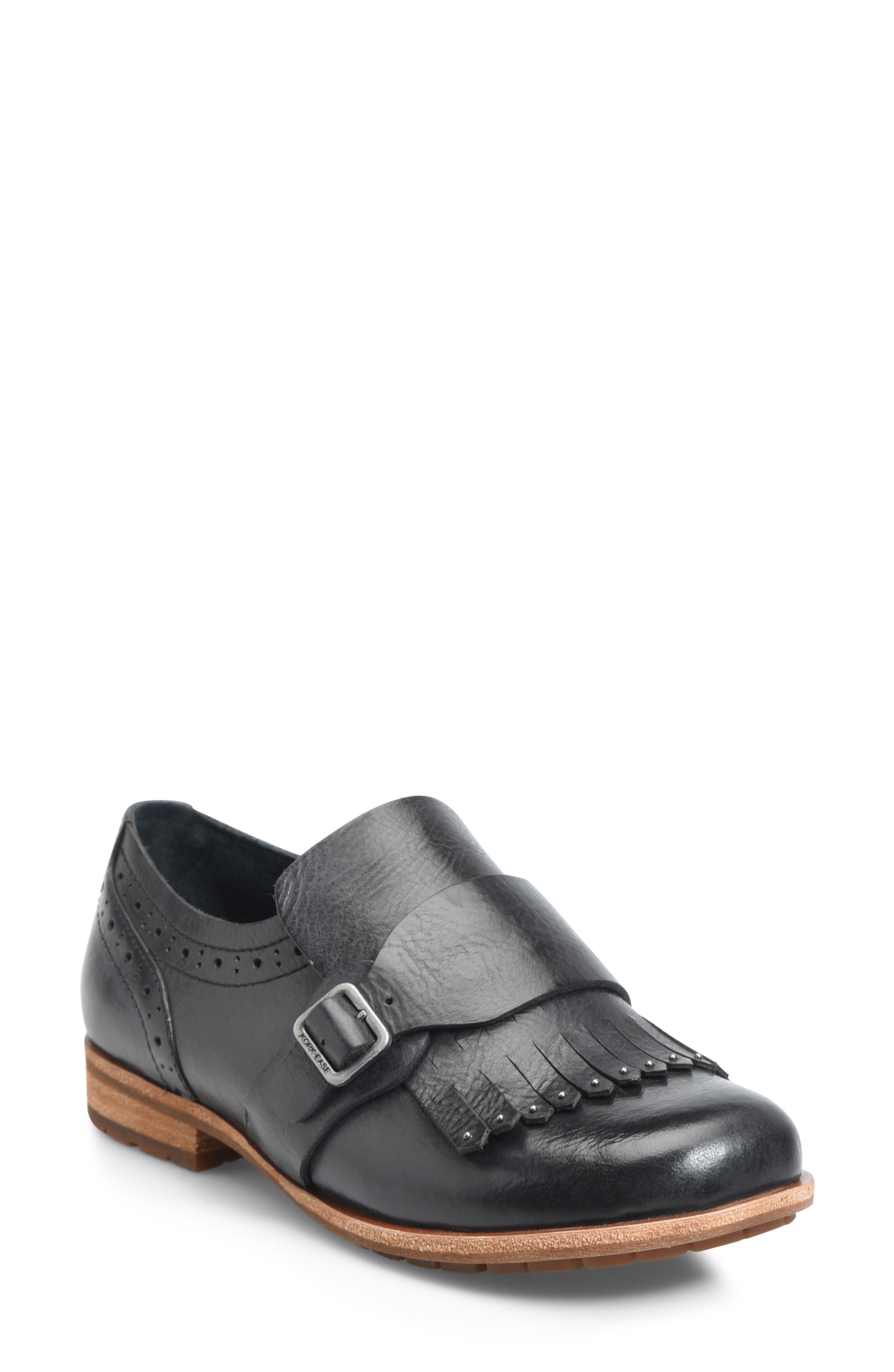 Kork-Ease Bailee Kiltie Monk Strap Shoe, Black