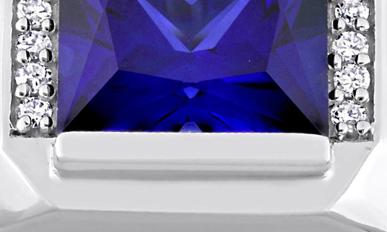 Shop Delmar Lab Created Sapphire & Diamond Ring In Blue