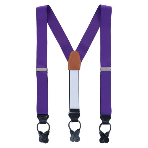 Trafalgar Phoenix 38mm Grosgrain Non Stretch Ribbon Button End Suspenders In Deep Purple