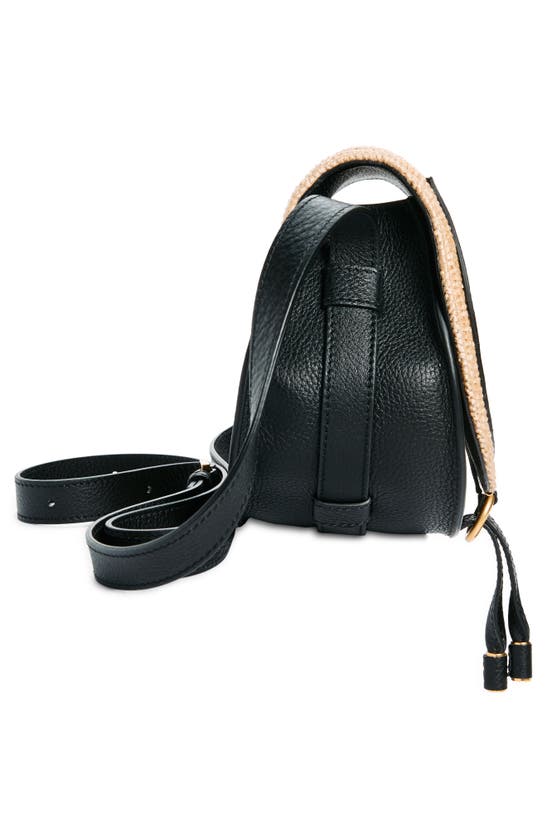 Shop Chloé Small Marcie Raffia & Leather Crossbody Bag In Hot Sand 24p