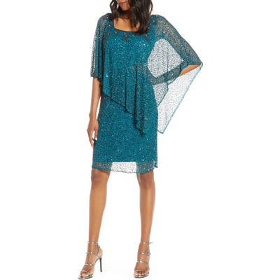 Pisarro Nights Beaded Cape Dress