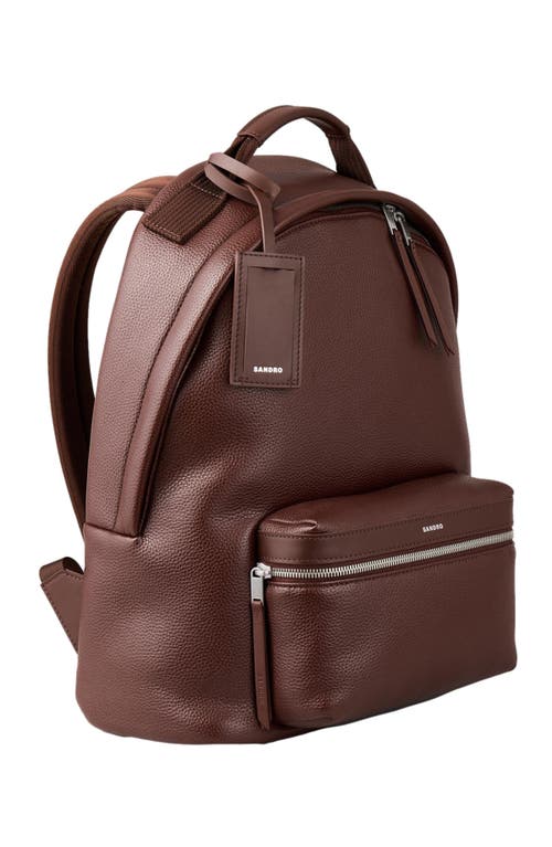 Shop Sandro Coated Canvas Backpack In Black Brown