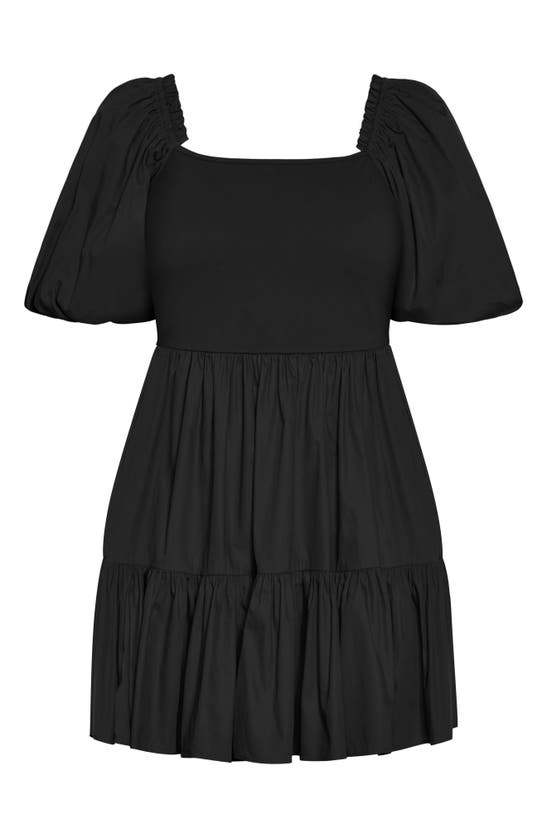 Shop City Chic Poppie Mixed Media Minidress In Black