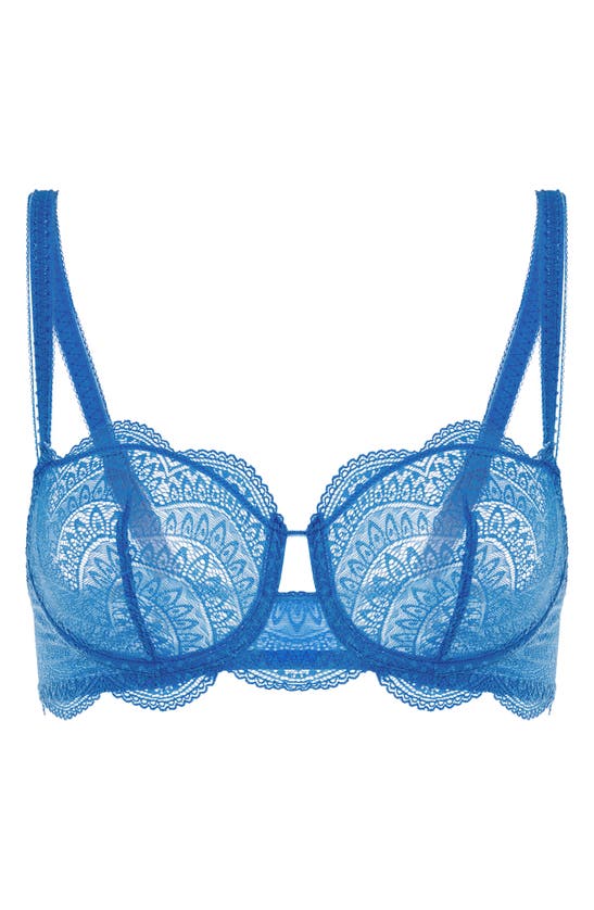 Simone Perele Karma Demi-cup Convertible Lace Bra In Myosotis Blue