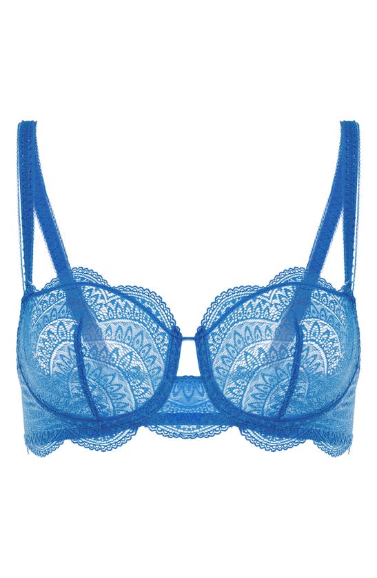 Shop Simone Perele Karma Underwire Lace Demi Bra In Myosotis Blue