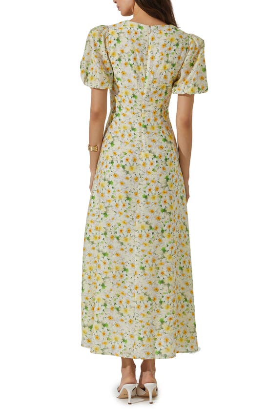 Shop Astr The Label Print Puff Sleeve Maxi Dress In Yellow White Floral