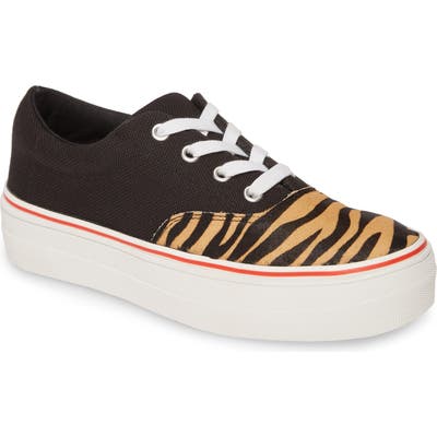 Steve Madden Gomez Genuine Calf Hair Platform Sneaker, Black