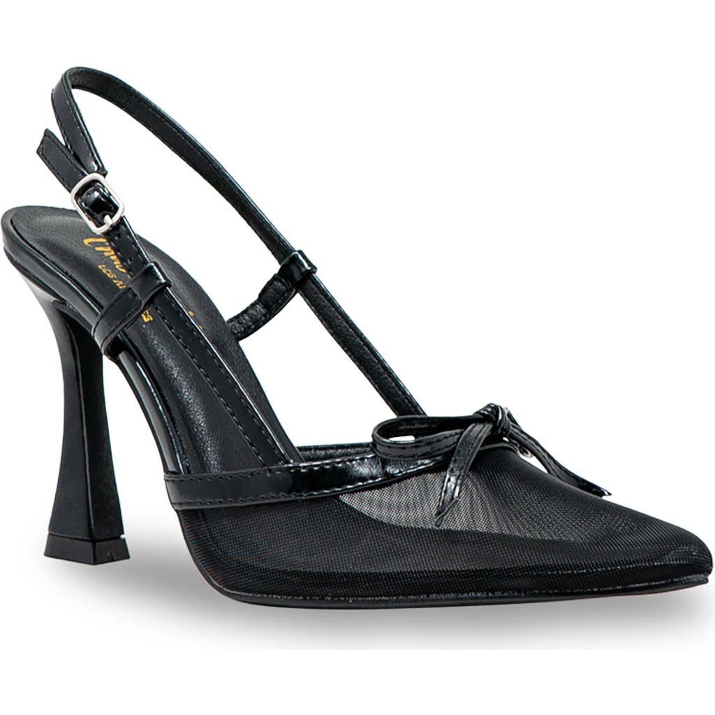 Chase & Chloe Chase And Chloe Mesh Pointed Toe Slingback Pump In Black Mesh