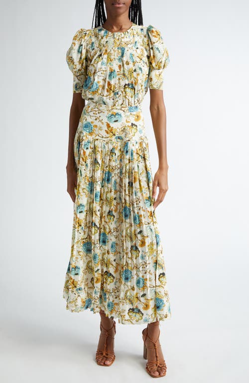 Ulla Johnson Ella Pleated Silk Skirt In Flora Multi