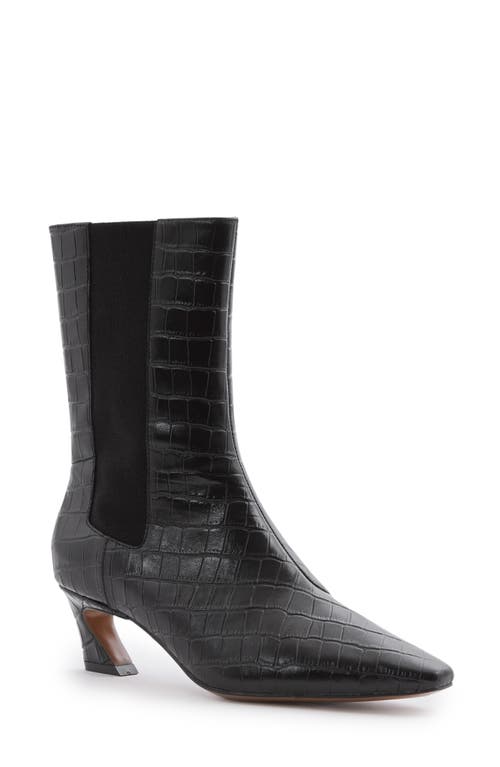 Shop Reiss Mina Croc Embossed Chelsea Boot In Black