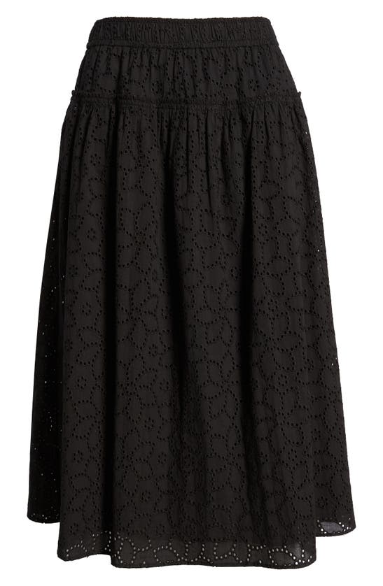 Madewell Eyelet Pull-on Midi Skirt In True Black