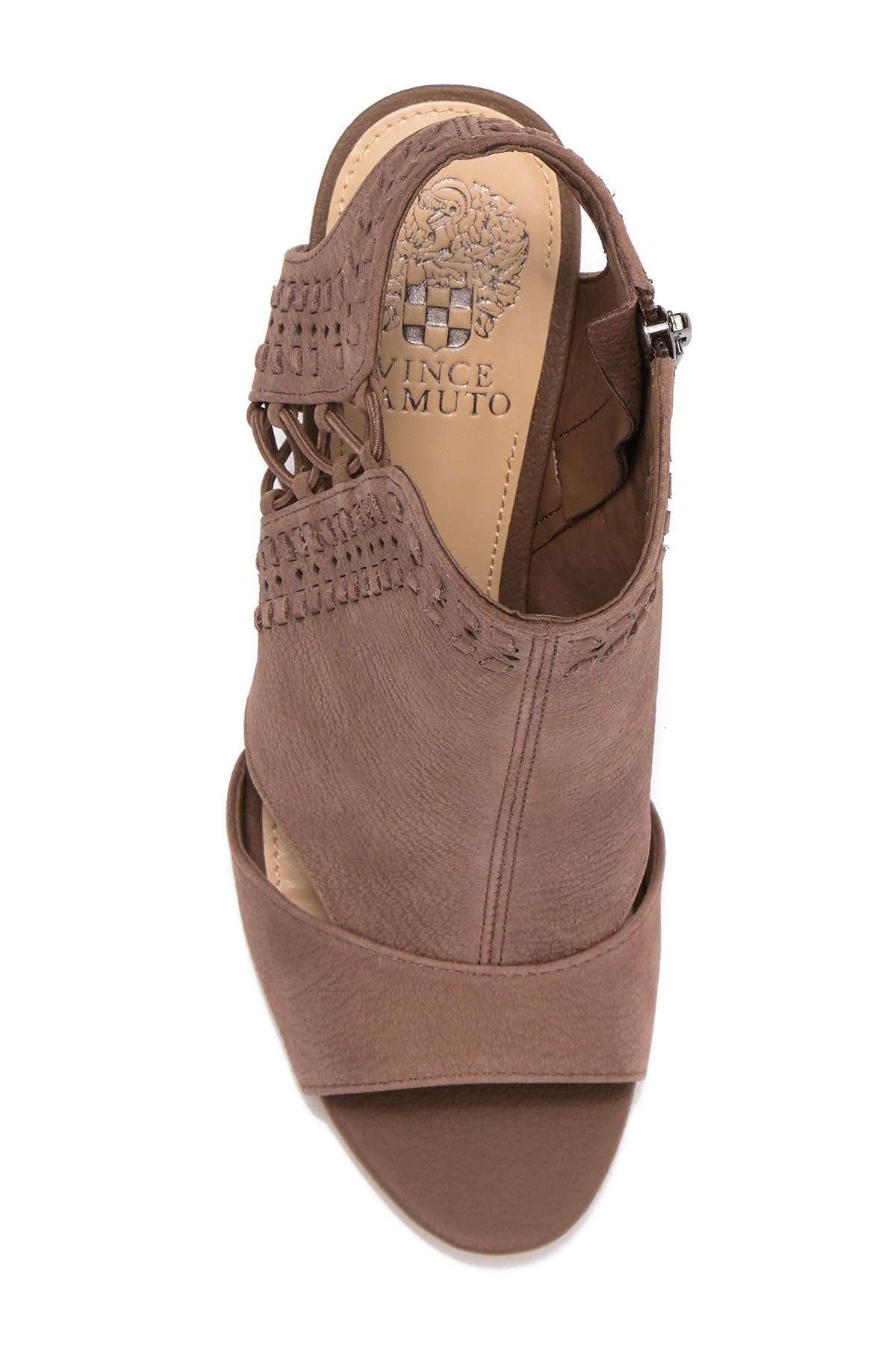 Emmia Woven Leather Block Heel Sandal 