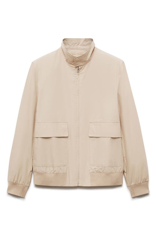 Shop Mango Cotton Zip-up Jacket In Beige