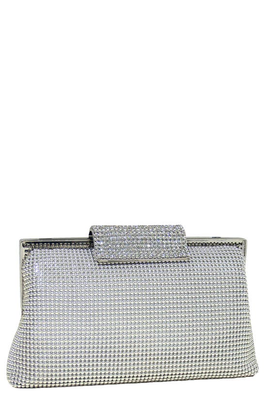 Whiting & Davis Crystal Frame Clutch - Metallic In Silver