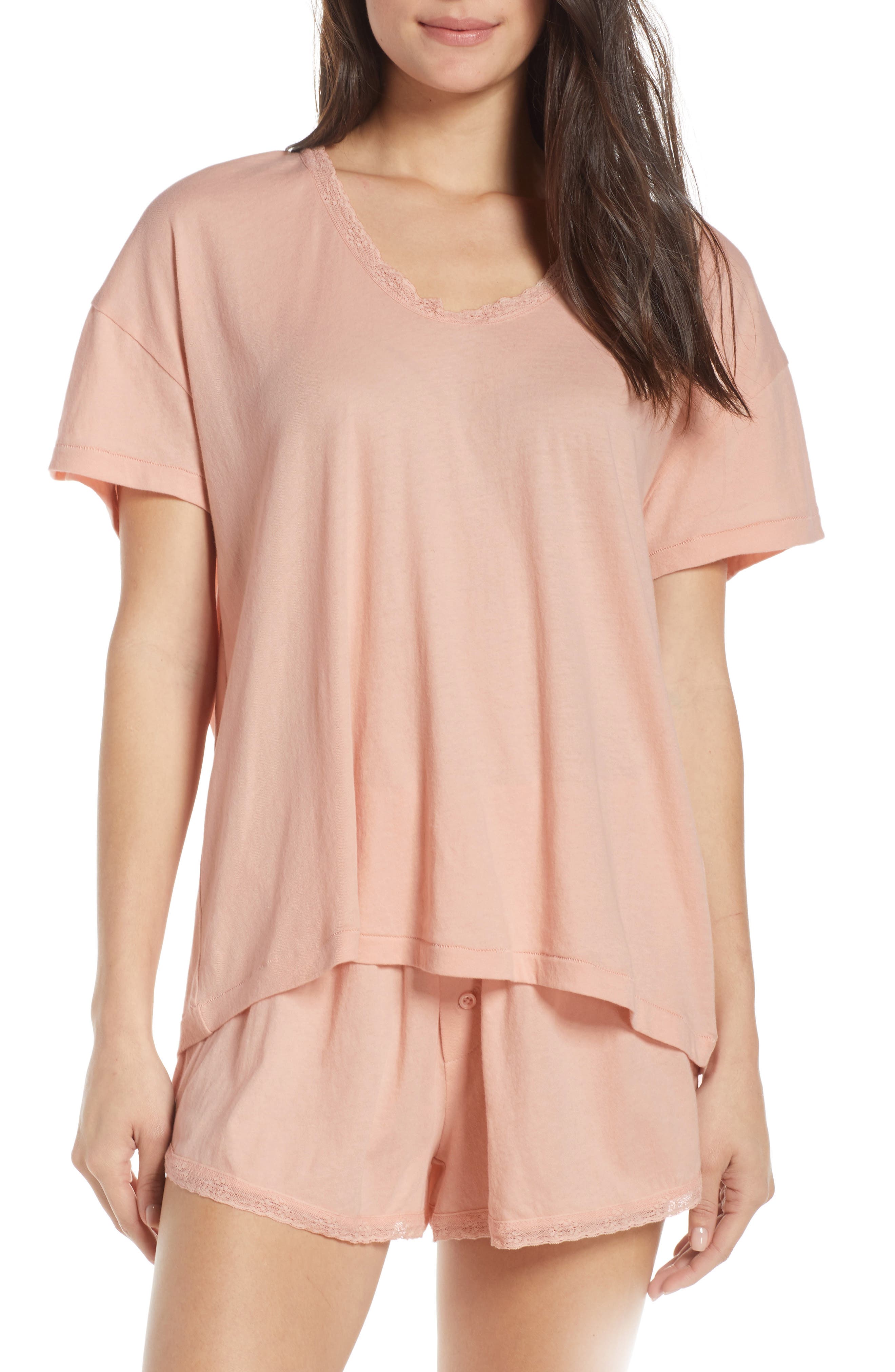 The Great. The Lace Pajama Tee, Pink
