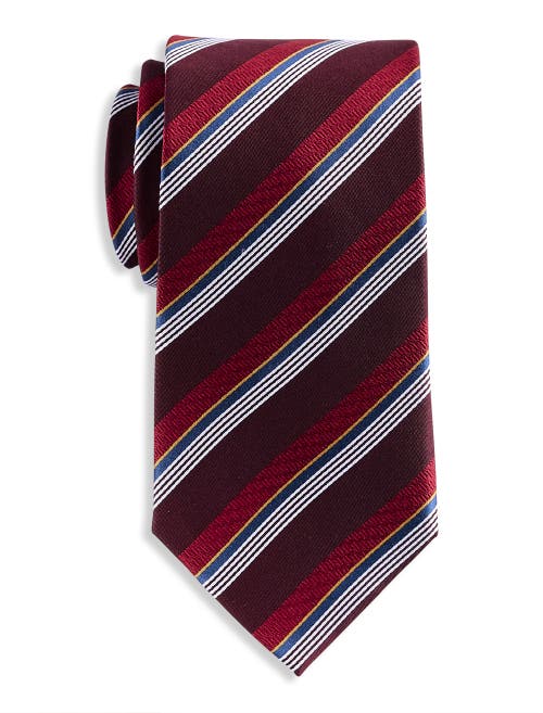 Oak Hill Premium By Dxl Oak Hill Premium Striped Silk Tie In Burgundy