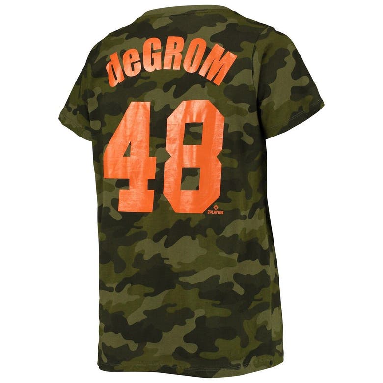 Women's New York Mets Jacob deGrom Camo Player V-Neck T-Shirt