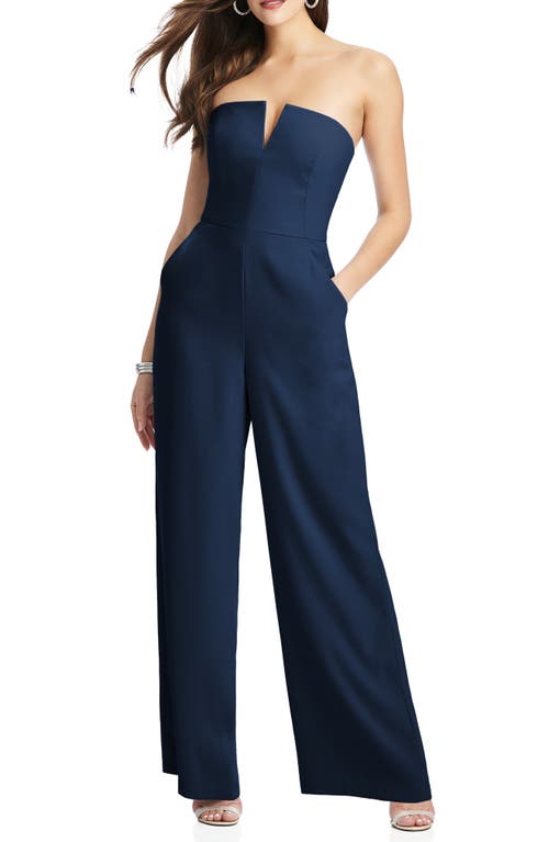 Strapless Crepe Jumpsuit in Midnight