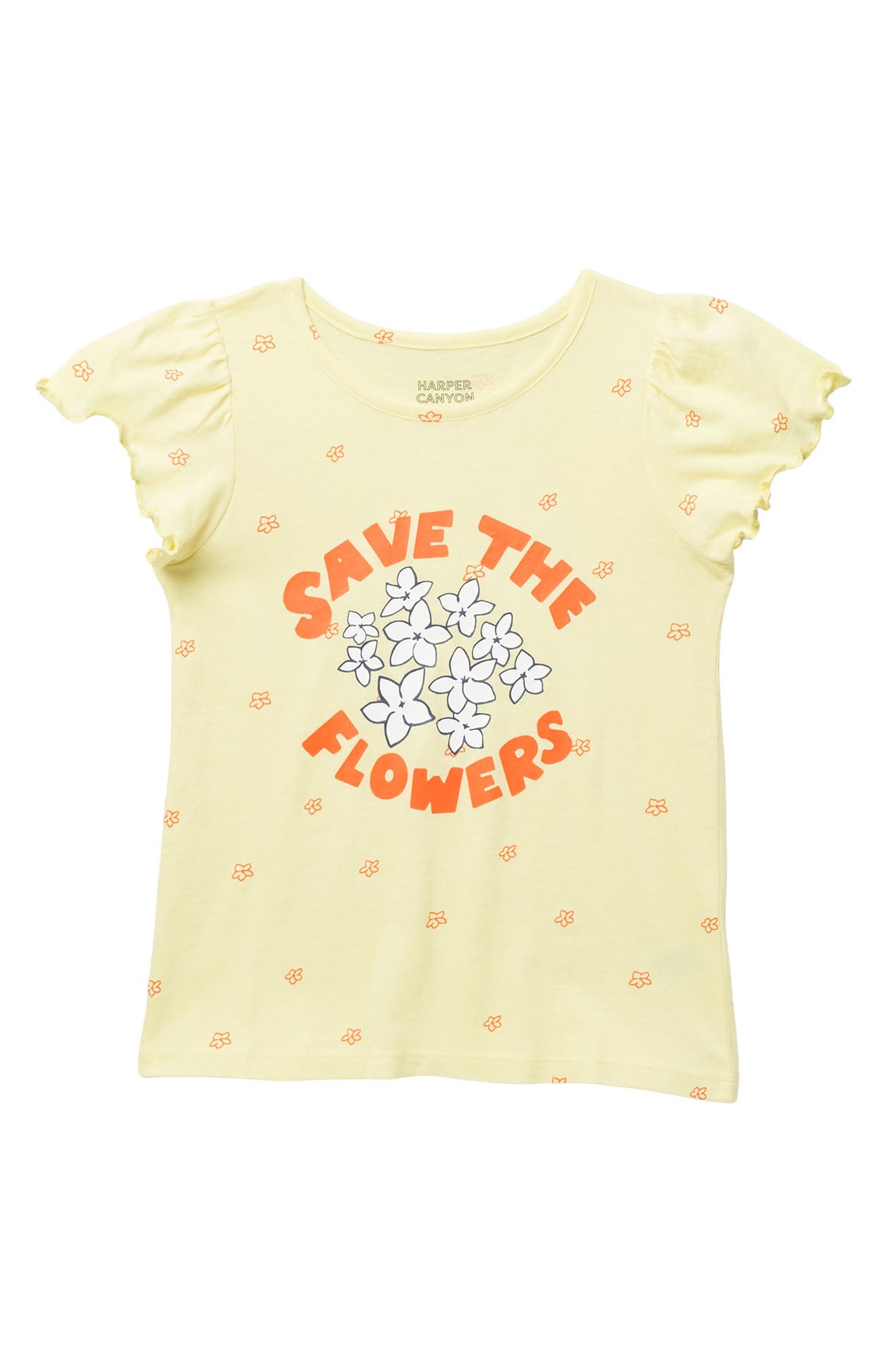 Harper Canyon Kids' Graphic T-shirt In Yellow Save The Flowers