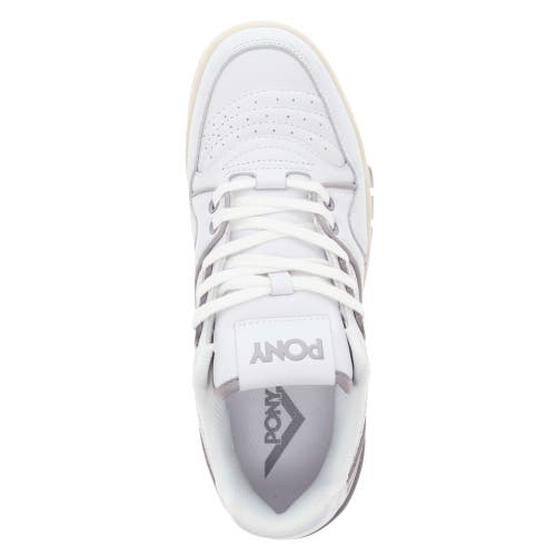 Pony Mens M100 Low Genuine Leather Premium Lace Up Athletic Sneaker Shoe In White/gray
