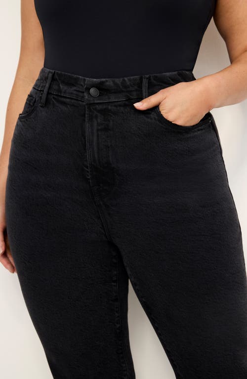 Shop Good American Good Legs Softtech Mid Rise Straight Leg Jeans In Black340