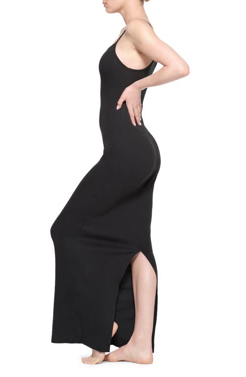 Shop Skims Cotton Rib Maxi Dress In Soot