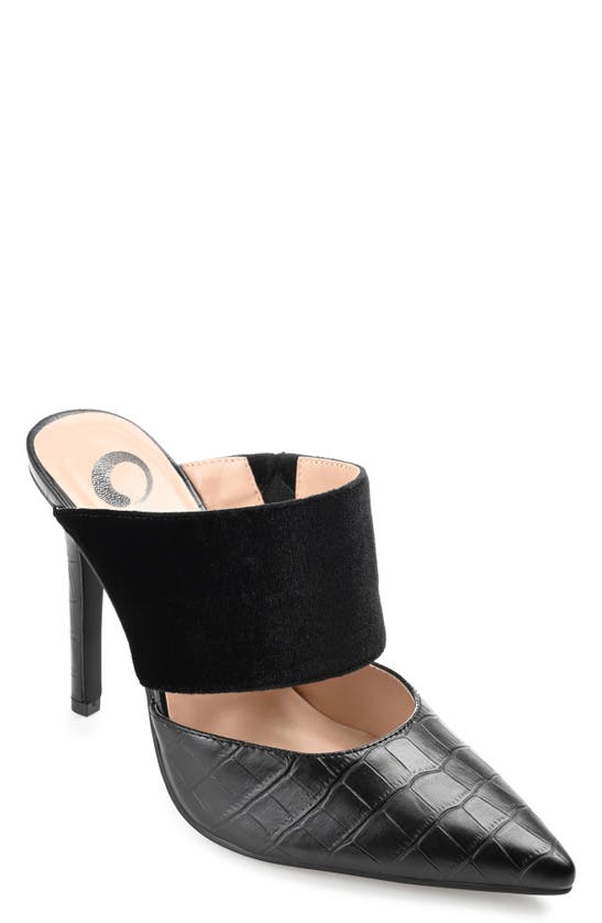 Journee Collection Sutonn Croc Embossed Mule Pump In Black