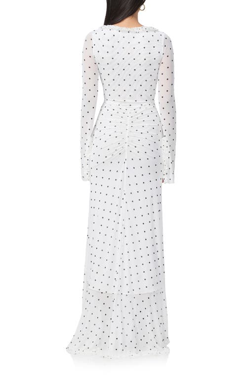 AFRM AFRM CAT RUCHED SEMISHEER LONG SLEEVE CUTOUT HIGH-LOW HEM MAXI DRESS 