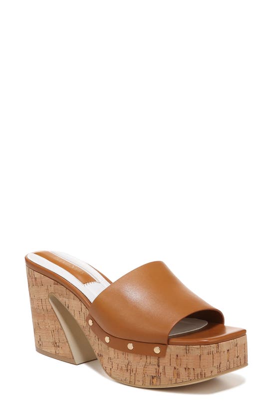 Franco Sarto Damara Platform Slide Sandal In Tan Leather