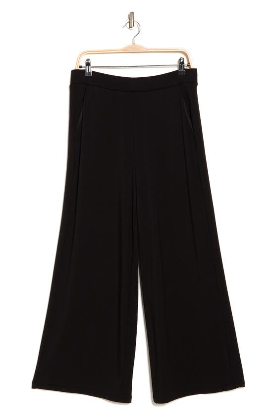 Shop Adrianna Papell Pull-on French Terry Crop Wide Leg Pants In Black