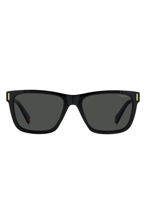54mm Polarized Square Sunglasse in Black/Grey Polarized
