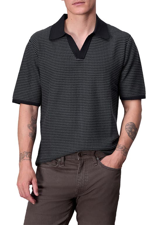 Rag & Bone Johnny Jacquard-knit Cotton-blend Polo Sweater In Shark Blue