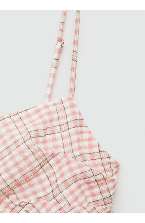 Mango Check Print Midi Slipdress In Pastel Pink