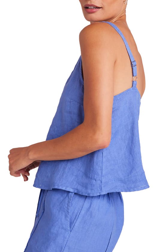 Bella Dahl Front Button Linen Camisole In Bahia Blue