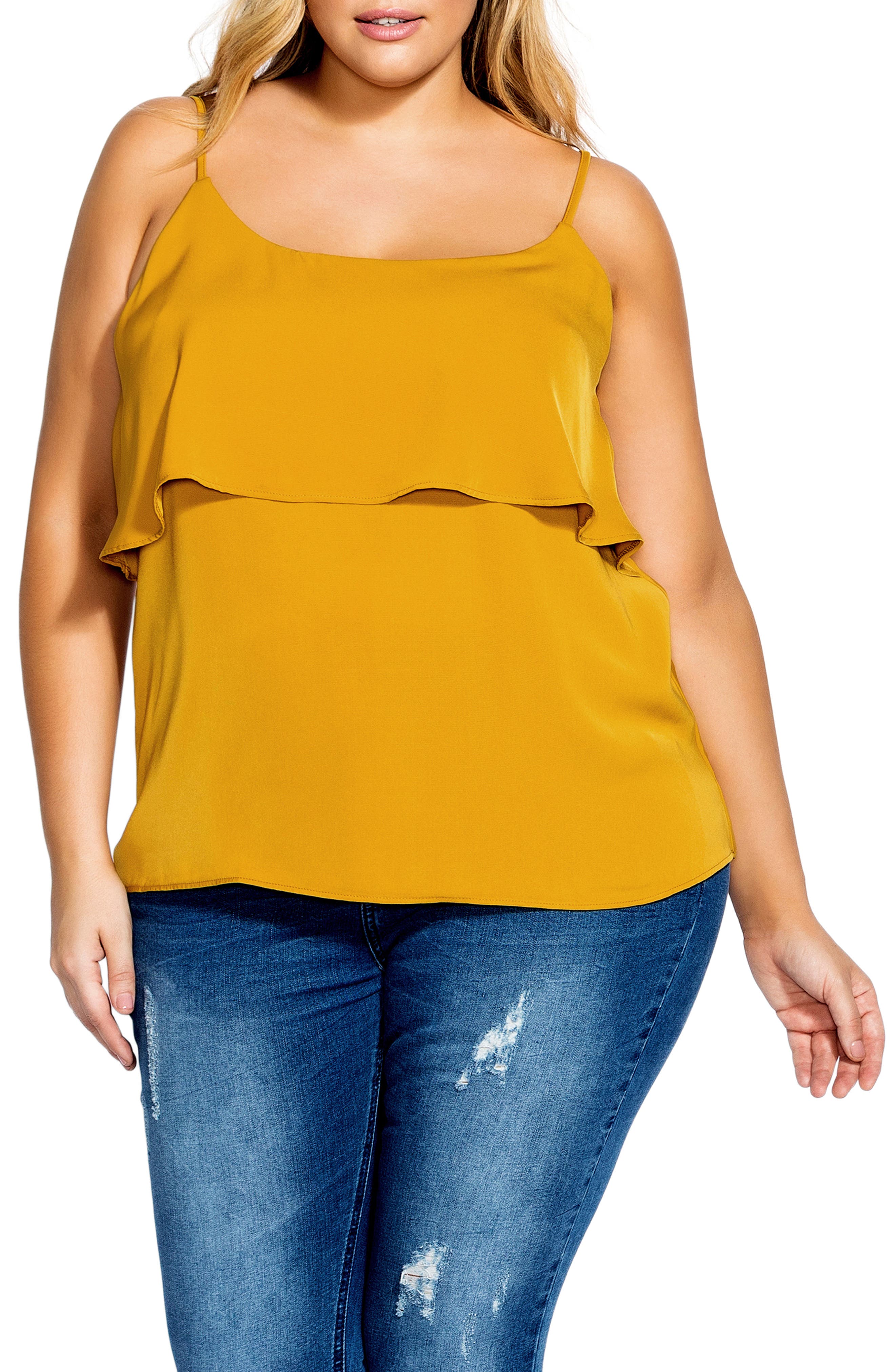 Plus Size City Chic Sweet Tier Camisole, Yellow