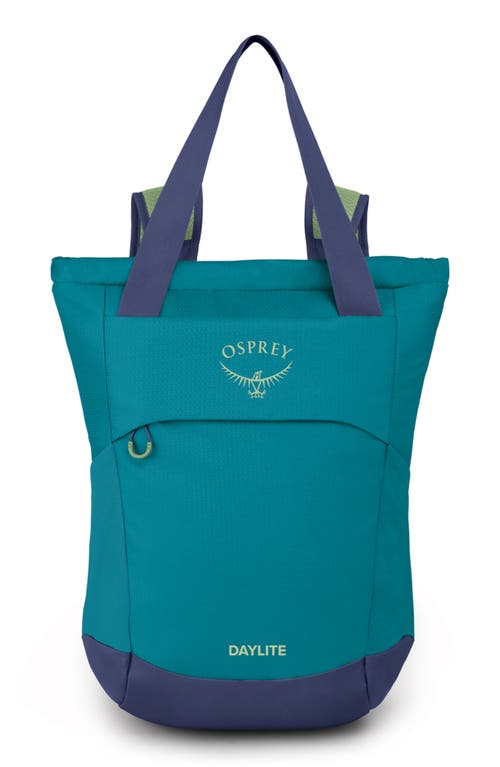 Shop Osprey Daylite Water Repellent Tote Pack In Blue Spikemoss/alkaline