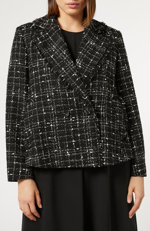 Shop Marina Rinaldi Saggina Double Breasted Tweed Jacket In Black Check