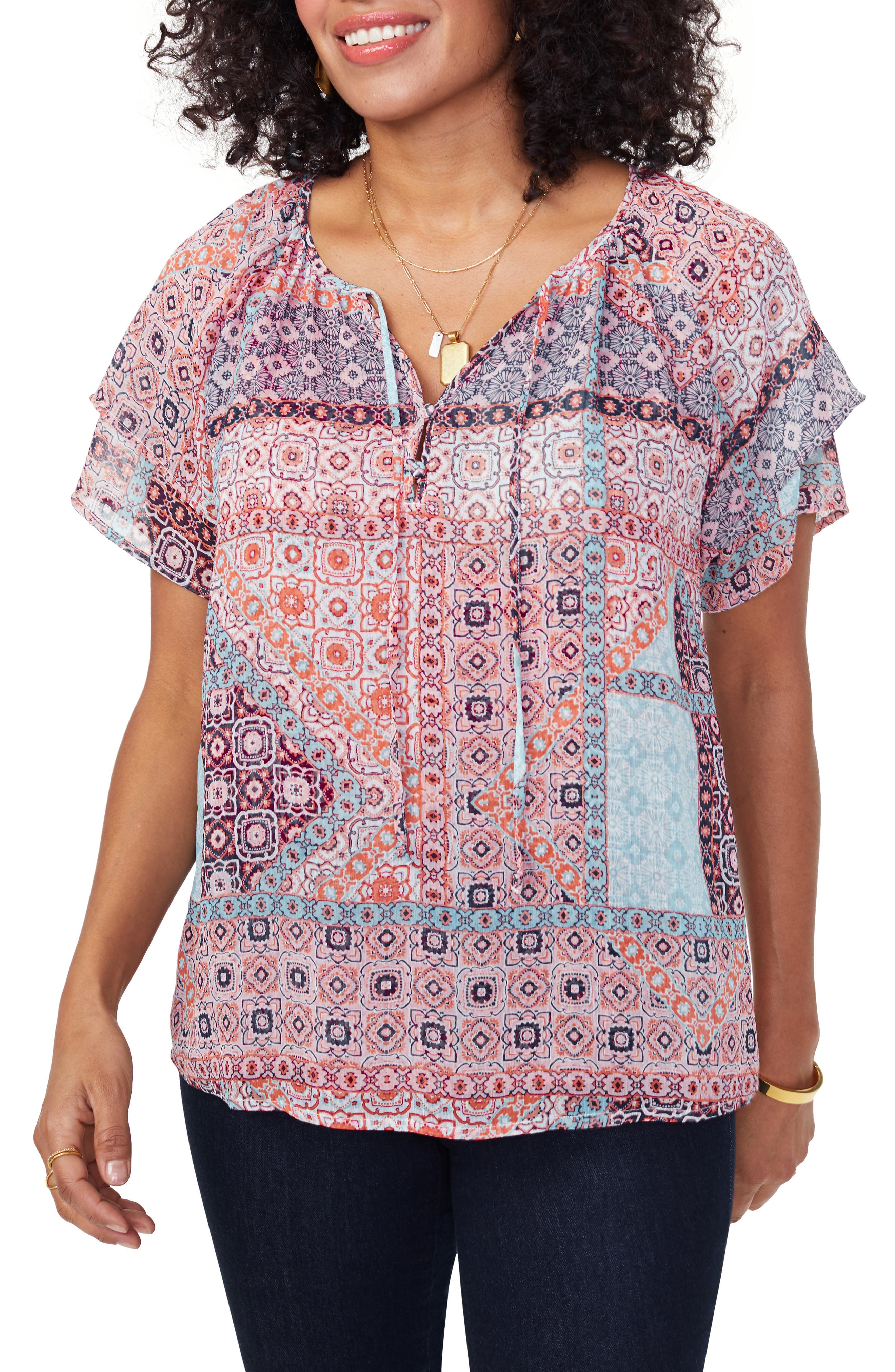 NYDJ Layered Peasant Blouse Nordstrom