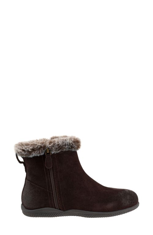 Softwalk ® Helena Faux Fur Trim Bootie In Dark Brown Suede