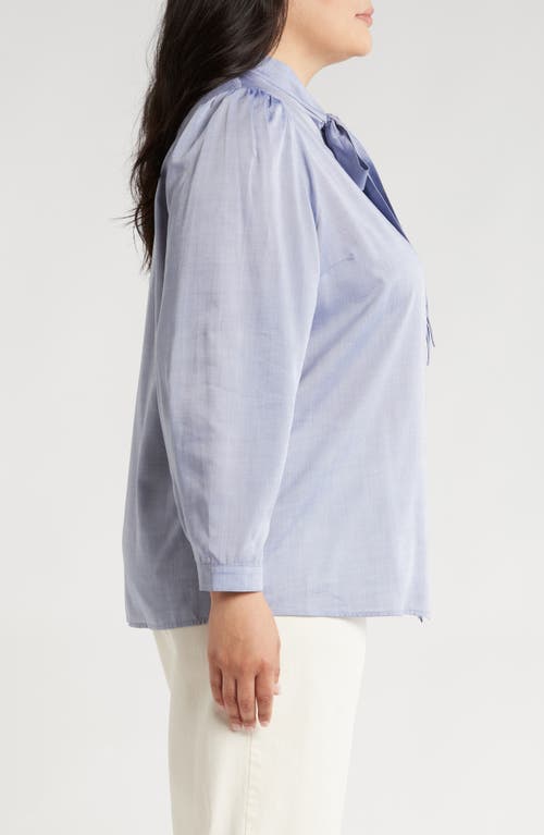 Shop Harshman Aveline Tie Neck Button-up Shirt In Ice Blue