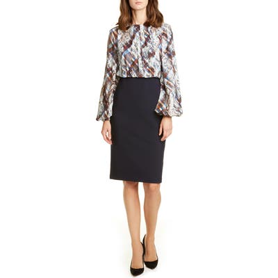 Ted Baker London Caalla Quartz Long Sleeve Dress, (fits like 16-18 US) - Blue