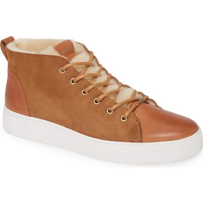 Blackstone Ql48 Genuine Shearling Lined High Top Sneaker, Beige