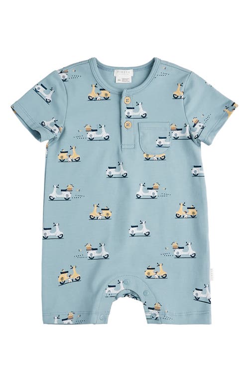 FIRSTS by Petit Lem Motorino Henley Romper Blue at Nordstrom,