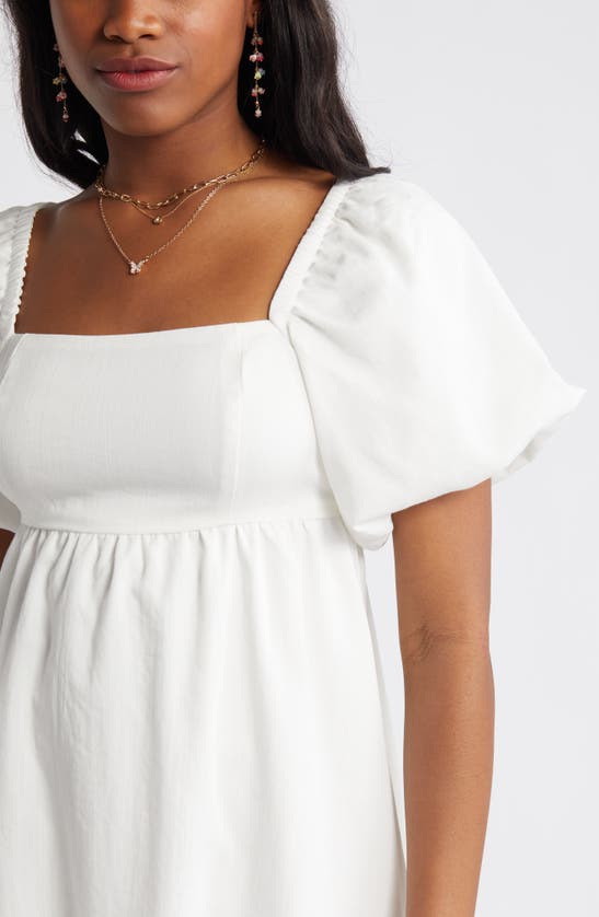Bp. Puff Sleeve Minidress In White Blanc